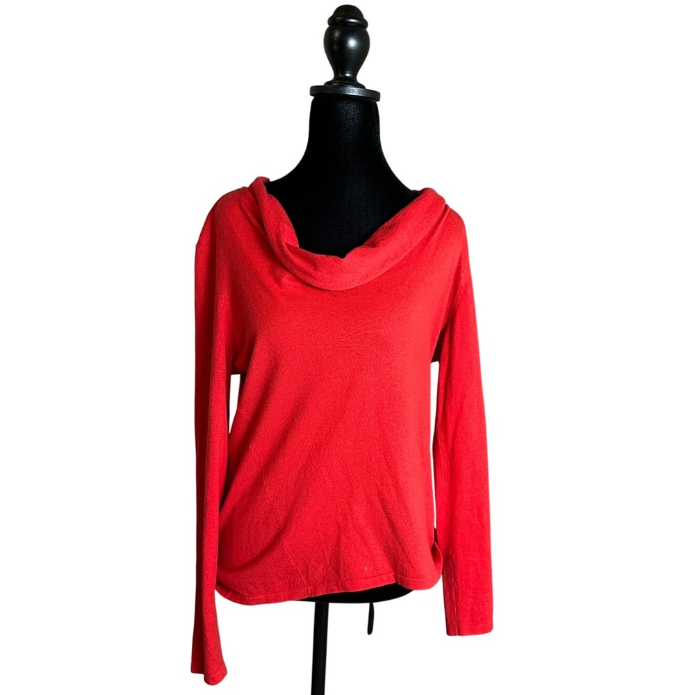Women's Eileen Fisher Red‎ Cowl Neck Light Silk Blend Sweater Red in Size Small